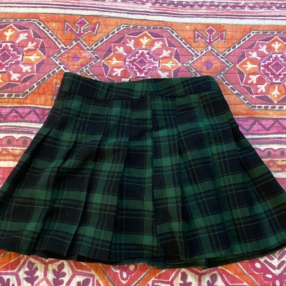 Plaid Green mini Skirt sz xs